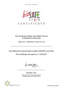 BIZSTAR LEVEL STAR AWARDED TO SING TEC DEVELOPMENT PTE LTD