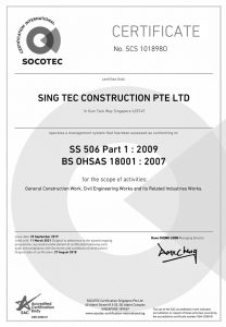 STC-SS506P1-BSOHSAS-18001-2007 AWARDED TO SING TEC CONSTRUCTION PTE LTD