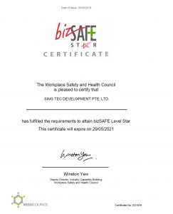 BIZSTAR LEVEL STAR AWARDED TO SING TEC CONSTRUCTION PTE LTD